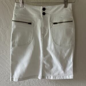 PRANA | Womens Broadway Skirt White Denim Organic Cotton $79 NEW Size 0 Casual